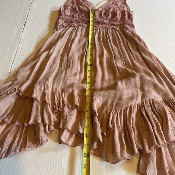 NWT Adellla Free People rose slip dress ruffles cutout design spaghetti straps - Picture 4 of 10
